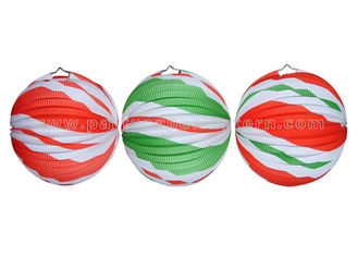 China Party Decoration Accordion Paper Lanterns / Peppermint Candy Balloon Paper Lantern supplier