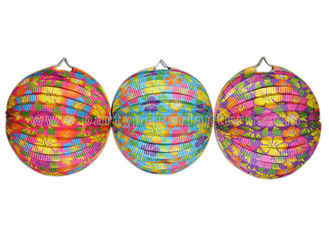 China Hibiscus Printing  Accordion Wedding Decorations Paper Lanterns Outdoor / Indoor supplier
