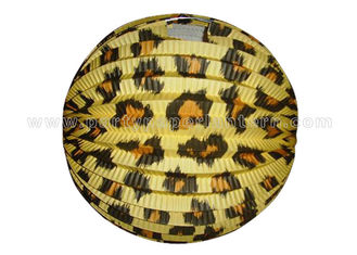 China Leopard Printed Decorative Accordion Paper Lanterns Round For Wedding Centerpieces supplier