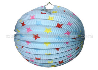 China Star Design hanging paper lanterns with lights , white round paper lanterns supplier