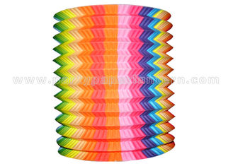 China Striated Design Hanging Paper Candle Lanterns , Unique Cylindrical Paper Lanterns supplier