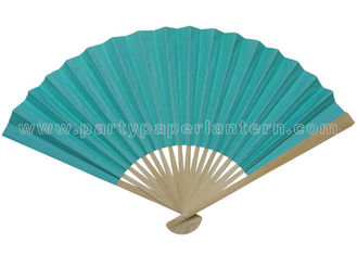 China Artificial Style Blue Printed Bamboo Paper Fans 6” to 12”  , Paper Folding Fans supplier
