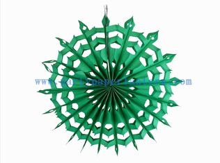 China 12 Inch Green , Orange Paper Fan Backdrop For Store Decoration , Tissue Hanging Fans supplier