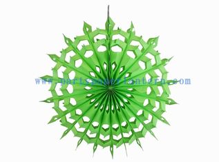 China Folded 12 Inch Lime , Yellow / Lime Hanging Paper Fans For Spring Parties Decoration supplier