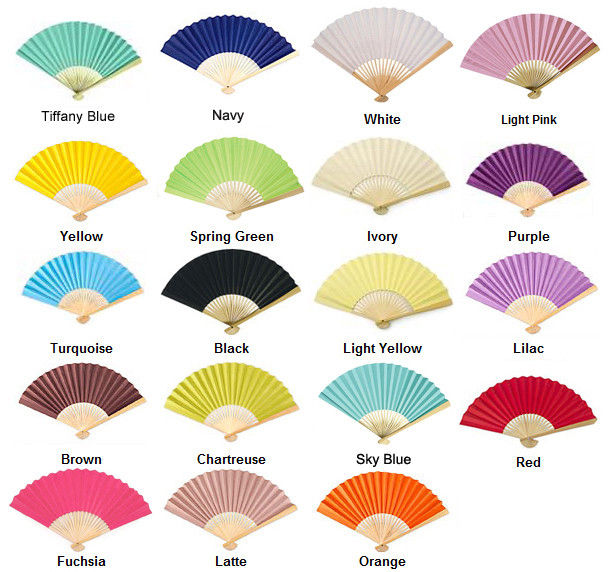 Variety Colors Printed Black Brown Bamboo Paper Fans For Fouvenir , Gifts