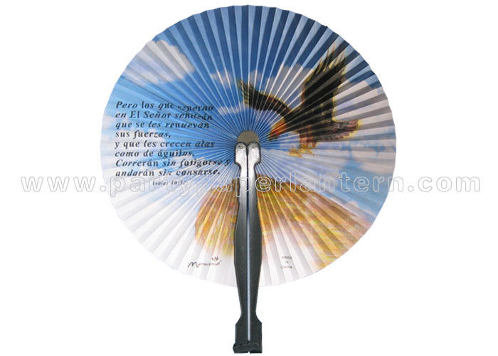 Scenic Spot Printed Accordion paper paddle hand fans , paper wedding fans