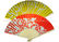 Red Yellow Green Brisk Style Printed Japanese Hand Held Fans For weddings , party supplier