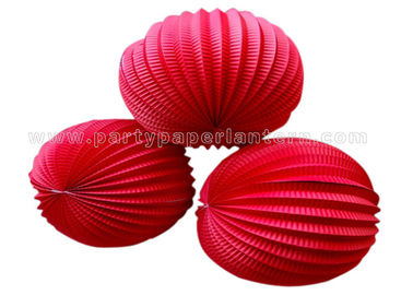 China Solid Color Round Accordion Paper Lanterns , Hanging Wedding Lanterns distributor